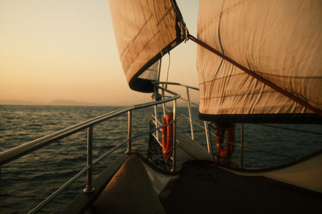 close up of sailboat sails